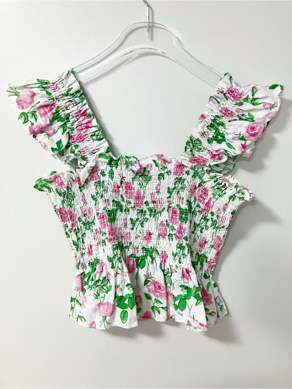 Hill House | White Floral The Paz Smocked Linen Top L Chic Coquette Cottagecore